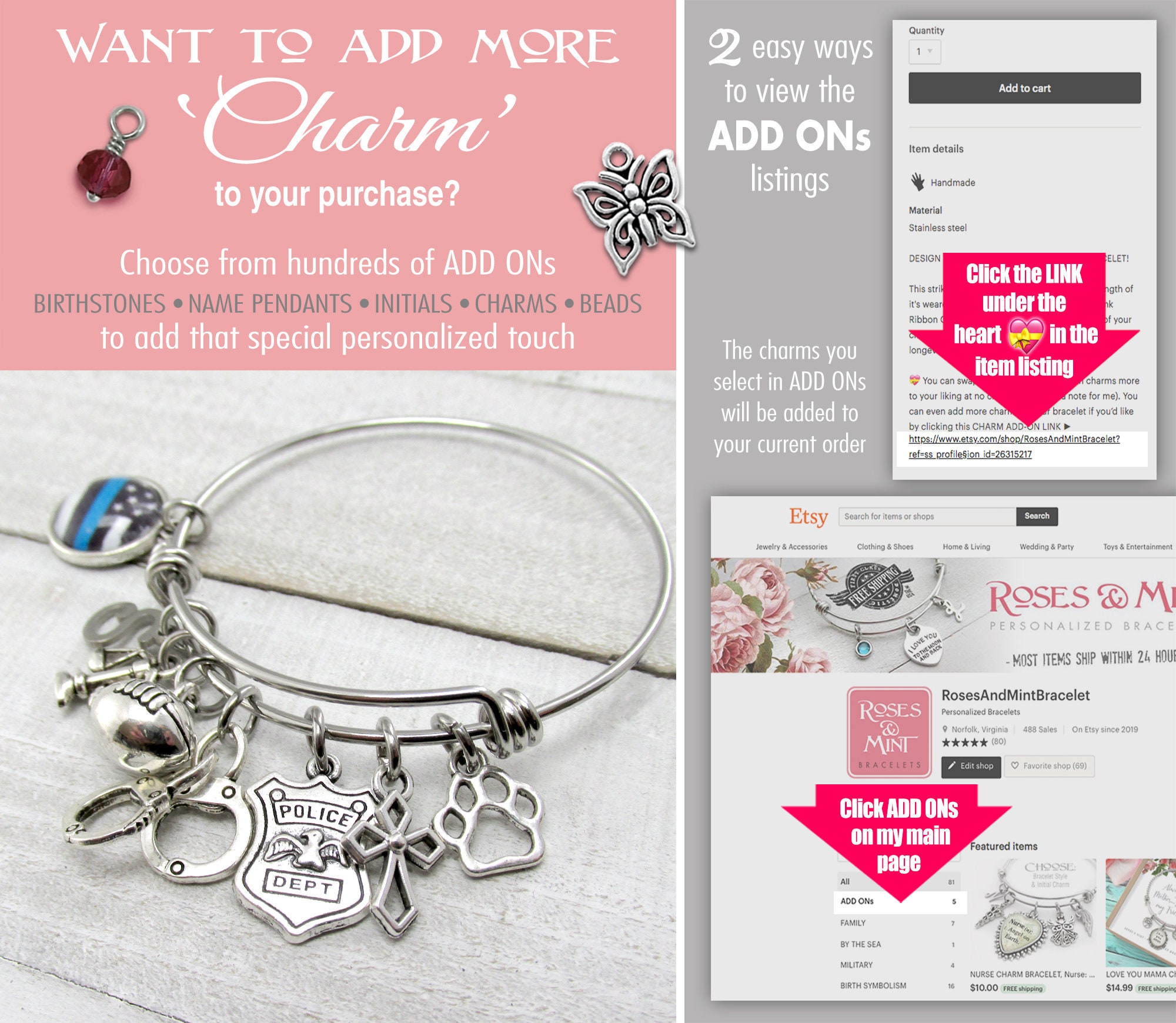 LAW ENFORCEMENT Charm Bracelet Thin Blue Line Bangle Police Etsy