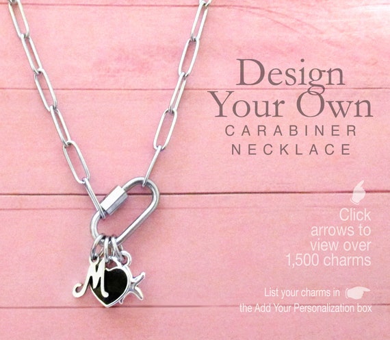 CARABINER NECKLACE, Design Your Own, Choose Your Charms, Birthday Gifts, Personalized Gifts, Gifts for Her, Choose Your Chain, Bases