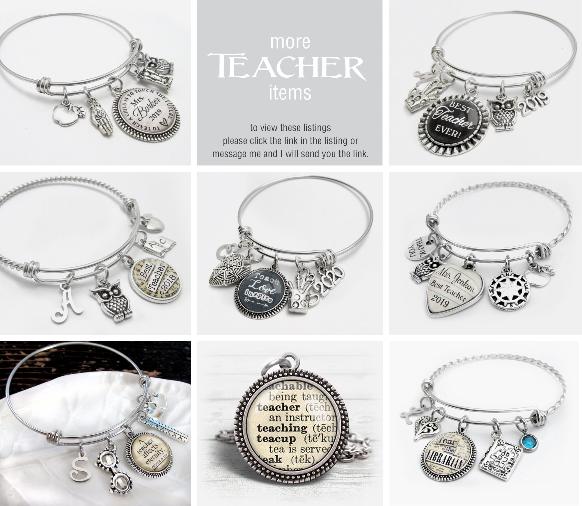 TEACHER CHARM BRACELET Teacher Jewelry Gift For Teacher Etsy