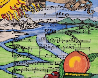 Allman Brothers Band Ät en persika Målning Tryck