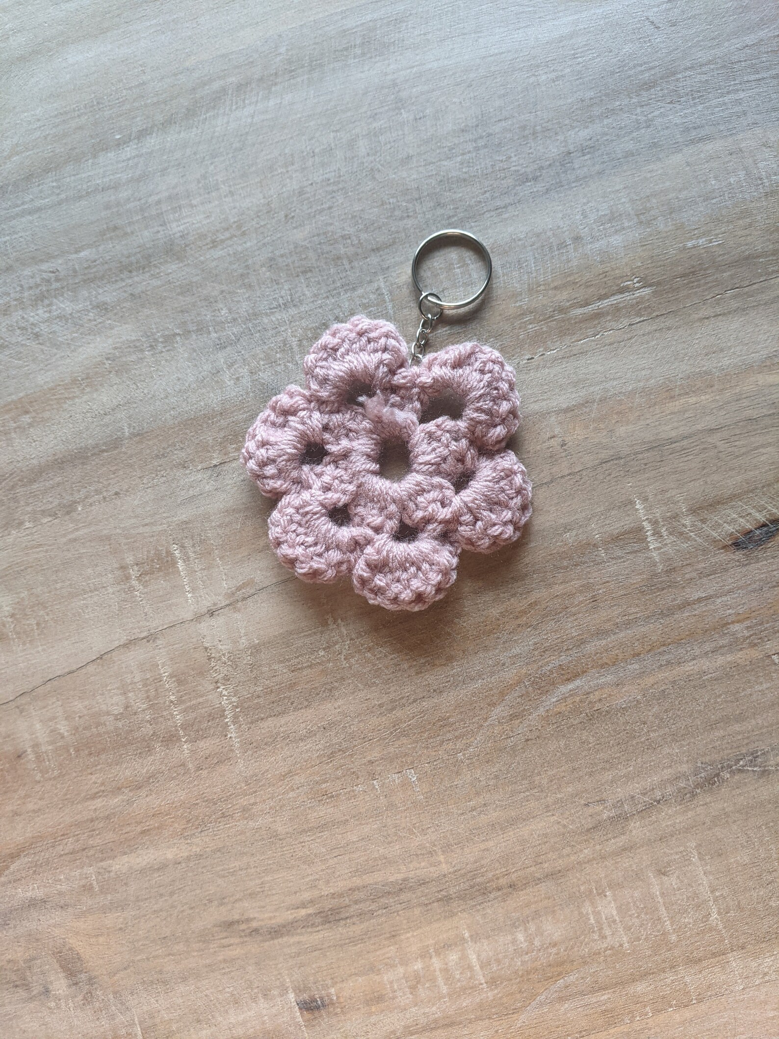 Hand knit flower keychain multiple colors Etsy