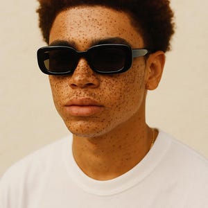 90s Rectangle Black Sunglasses – Retro Vintage Y2K Style, Unisex UV Protection Eyewear