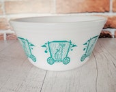 Federal Glass Vintage Milk Glass Bowl - Circus Pattern - Caged Tiger -1950s