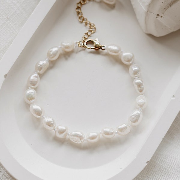 Baroque Pearl Anklet Gold | Edelstahl, 18k hochwertige Mehrfachvergoldung, Süßwasserperlen, Barockperlen, goldenes Fußkettchen