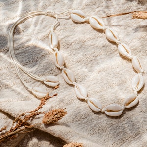 Cowrie Necklace Choker summery shell necklace made of real cowrie shells, individually adjustable image 3