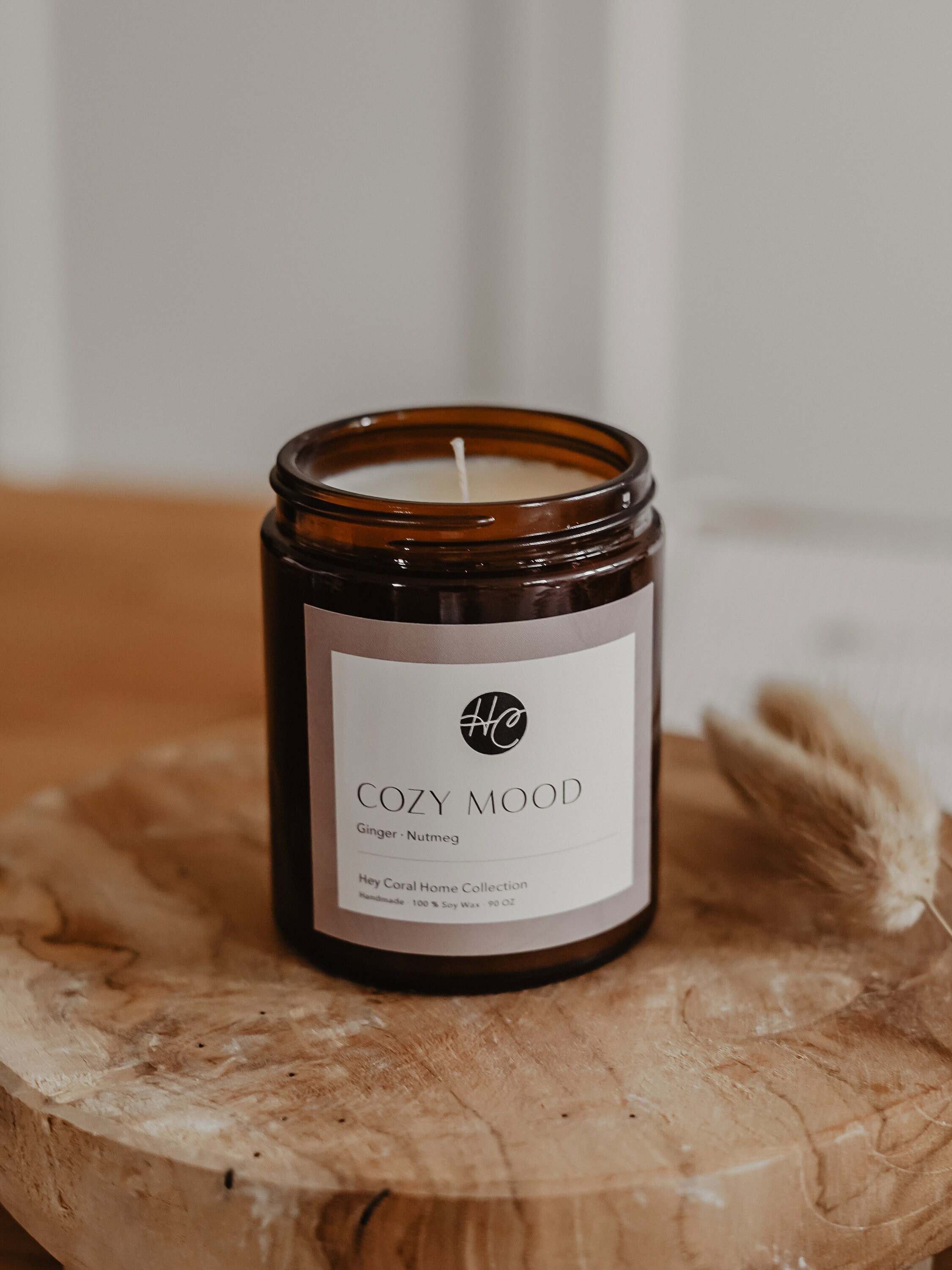 Chandelle Jar Cozy Mood Le | Cire de Colza Bougie Bougie Parfumée Gingembre &muskatnuss Creuset en V