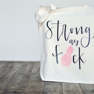 Strong as fck bag tote bag // infertility awareness bag // IVF gift // Infertility gift // pineapple tote bag Coral Glitter