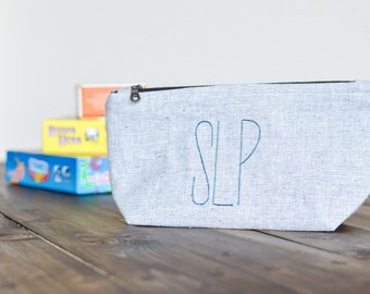 Embroidered speech therapist zipper pouch // SLP // speech therapist gift // SLP gift