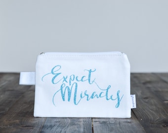 Expect Miracles zipper pouch // IVF medication bag // zipper pouch // pencil pouch // infertility gift // IVF gift