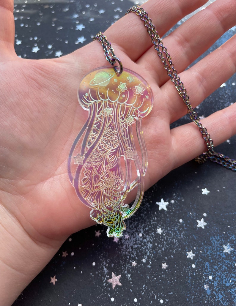 Cosmic Jellyfish Pendant Necklace Etsy