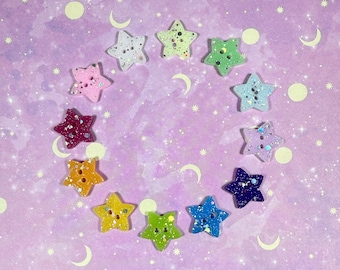 Rainbow Holo Glitter Star Button Sets