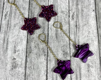 Purple Star Earrings