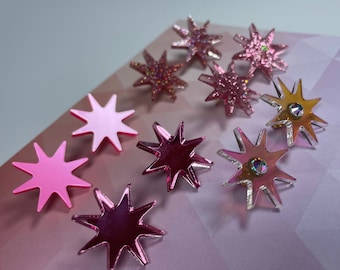 Pink Sunburst Stud Earrings