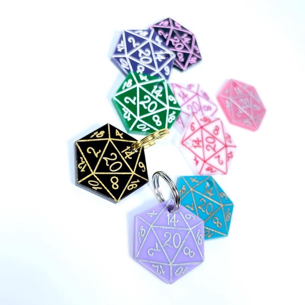 Custom D20 Pet ID Tag