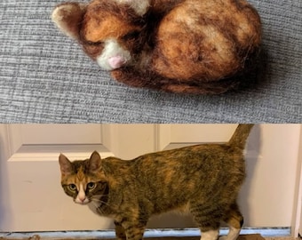 Custom Needle Felted Cat - Curled up sleeping