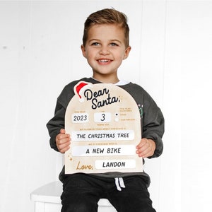 Letrero personalizado de borrado en seco "Querido Papá Noel" x "Querido Papá Noel" x Cartas a Papá Noel x Decoración navideña personalizada x Regalo de Papá Noel x Accesorio fotográfico navideño