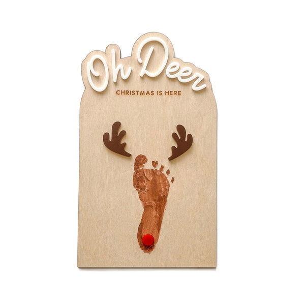 DIY Oh Deer Footprint Sign x Christmas Kid Craft x Baby's First Christmas Keepsake x Holiday DIY Craft x DIY Gift