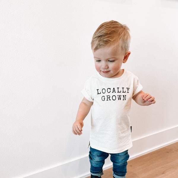 LOCALLY GROWN x Modern Kids Spring Shirt x Minimal Fram Kid Design x Spring Shirt x Toddler Boy x Toddler Girl x Tiny Farmer x Farm Hand