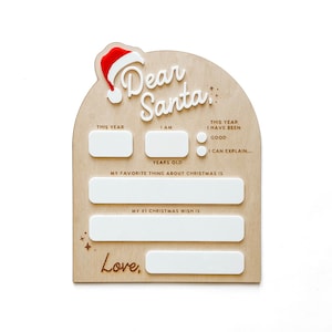Placa personalizada para apagar a seco Querido Papai Noel x Querido Papai Noel x Cartas para o Papai Noel x Decoração de Natal personalizada x Presente de Papai Noel x Adereço para foto de Natal