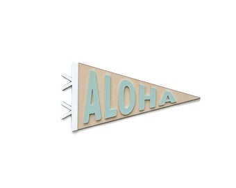 Aloha Shelf Pennant x Kids Nursery Decor x Baby Wall Sign x Boho Surfer Room Sign x Toddler Room Decor x Surf Hawaii Decor