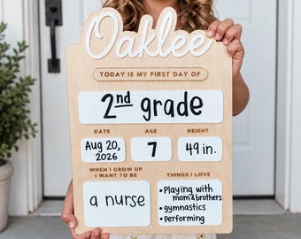 Custom First / Last Day of School Sign, Reusable Photo Prop, DryErase, Back to School