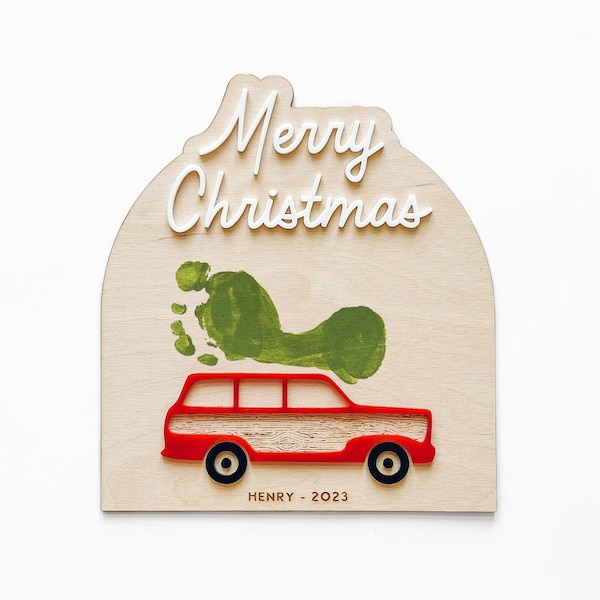 DIY Christmas Tree Footprint Sign x Christmas Kid Craft x Baby's First Christmas Keepsake x Car Christmas Tree x DIY Gift