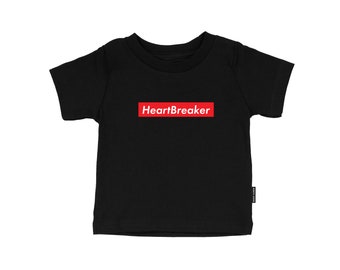 HEARTBREAKER x Schwarzes Baumwoll Top x Modernes Siebdruck Kinder T-Shirt x Lover Boy x Mamas Valentinstag x Kinder Geschenk x Valentinstag