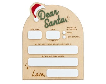 Personalized Dear Santa Sign, Dry Erase Christmas Photo Prop, Kids Christmas Wishlist