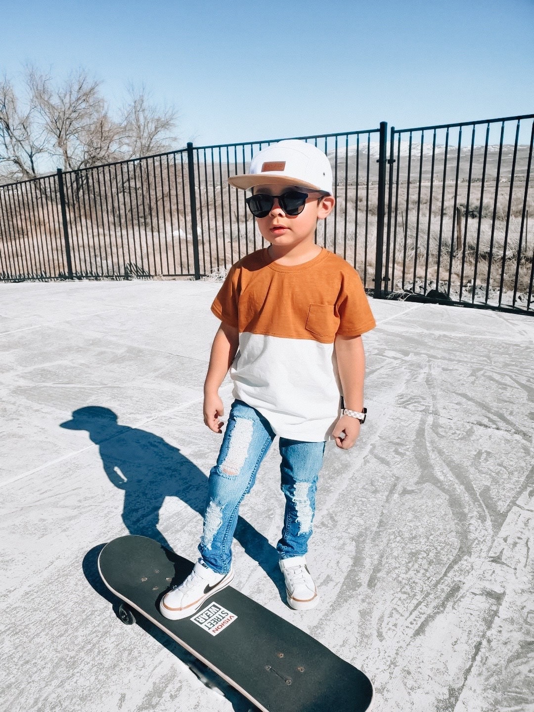 COLOR BLOCK TEE X Camel X Modern Pocket Kids Shirt X Minimal