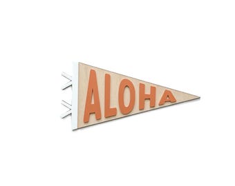 Aloha Wood Shelf Pennant - Boho Surfer Nursery Decor
