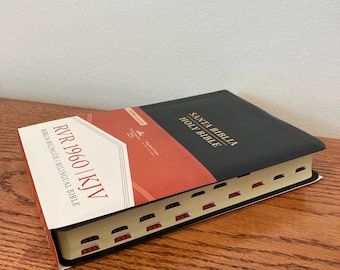 Personalisierte spanische und englische Bibel | Biblia Bilingue RVR/KJV | KJV/RVR1960 | Piel Imitacion | con Indizes | Reina Valera 1960