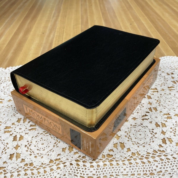 KJV, Thompson Chain-Reference Bible, Handy Size, Cuir collé, Noir, .. NOUVEAU ~Personnalisé!