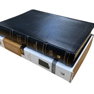 Personalize this Authorized King James Version bible with your names. This personalized KJV bible comes in genuine leather and includes the apocrypha. It has a beautiful ribbed leather cover. You will love this personalized Authorized KJV version.
