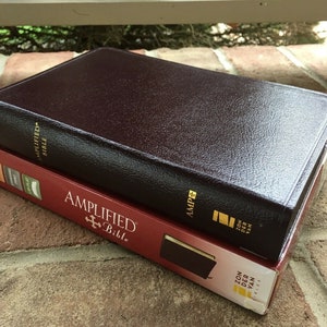 NEW!! AMPC Burgundy Leather Classic Amplified Bible 1987 full size bible 9 point font ~Customize this bible!!