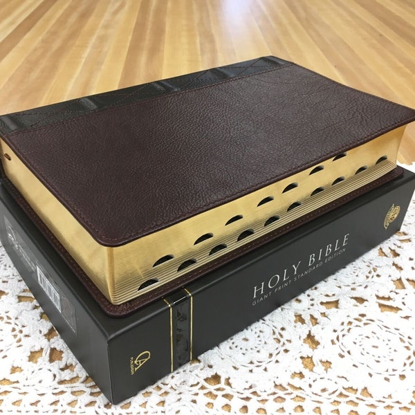 KJV Bible | Beautiful Buffalo-hide Soft Genuine Leather Cover | Large print with thumb tabs | Nice carrying size