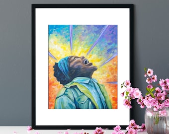 African American Soul Search Art Print, Black Man Exclamation