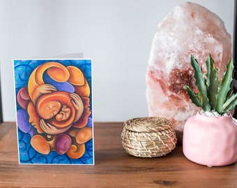 Spiral of Love, 5"x7" Greeting Card, Motherhood Maternity, Print from Original Painting By Sylvia Aldebol.