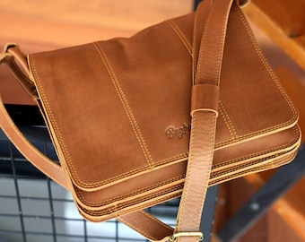 Full Grain Leather Sling Bag: Unisex Shoulder Bag