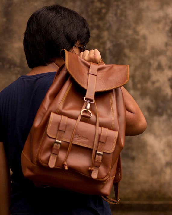 Mochila de cuero marron hotsell