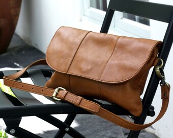 Personalized Leather Clutch Purse, Removable Strap