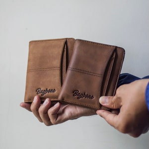 Cartera de cuero neo, cartera para hombres, cartera de padrinos, cartera de cuero de caballo loco, cartera personalizada, regalo para el marido, regalo del día del padre para él