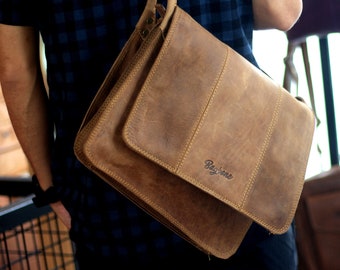 Crazy Horse Leather Sling Bag: Unisex Shoulder Bag