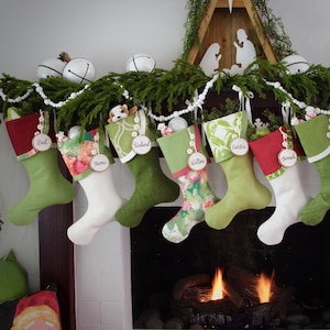 Hand-Sewn Christmas Stocking: Pink & Green Tropical Holiday Decor