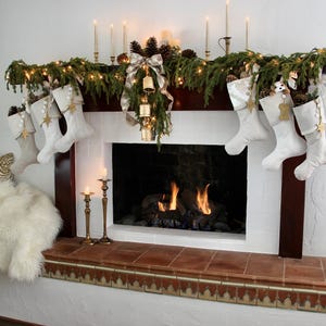 Hand-Sewn Christmas Stocking: White Christmas Holiday Decor