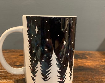 15 oz. galaxy print 'Forest at night' mug