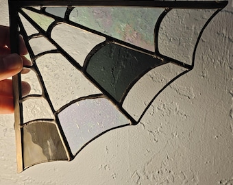 Ready to Ship! Spiderweb Window Corner Suncatcher | Stained Glass Spooky Halloween