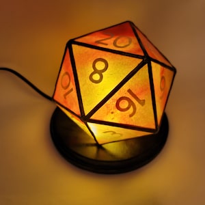 Deluxe D20 Stained Glass Lamp FULLY CUSTOM | Dungeons and Dragons | Geek Unique Gifts