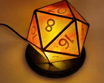 Deluxe D20 Stained Glass Lamp FULLY CUSTOM | Dungeons and Dragons | Geek Unique Gifts