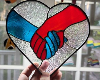 All We Need is Love | Stained Glass Suncatcher | Holding Hands | Romantic Valentine Heart