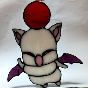 Hello, Kupo! | Stained Glass Suncatcher | Final Fantasy Moogle